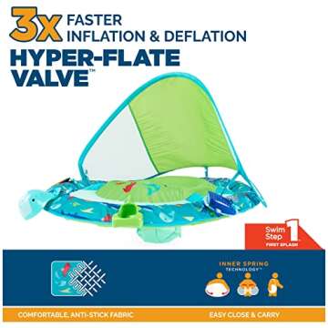 SwimWays Baby Spring Float Splash N Play, Baby Float with Canopy & UPF Protection, Baby Pool Toys & ...