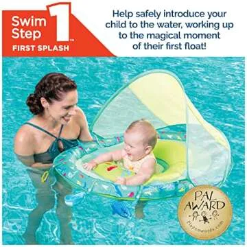 SwimWays Baby Spring Float Splash N Play, Baby Float with Canopy & UPF Protection, Baby Pool Toys & Swimming Pool Accessories for Kids 9-24 Months