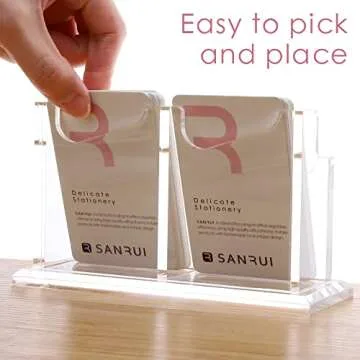 SANRUI Vertical Business Card Holder for Desk，Clear Acrylic Business Card Display Stand，2 Slots 1 Tier ，Holds 100 Cards