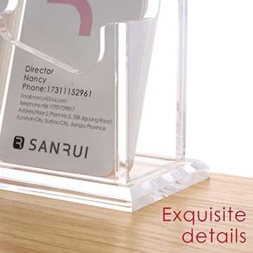 SANRUI Vertical Business Card Holder for Desk，Clear Acrylic Business Card Display Stand，2 Slots 1 Tier ，Holds 100 Cards