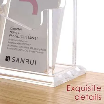 SANRUI Vertical Business Card Holder for Desk，Clear Acrylic Business Card Display Stand，2 Slots 1 Tier ，Holds 100 Cards