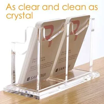 SANRUI Vertical Business Card Holder for Desk，Clear Acrylic Business Card Display Stand，2 Slots 1 Tier ，Holds 100 Cards