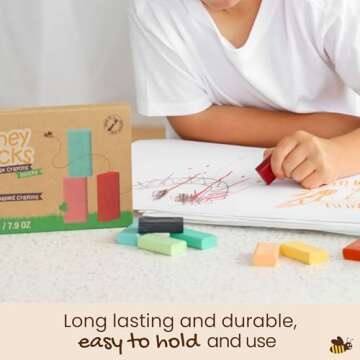 Honeysticks Block Crayons (16 Pack), Non Toxic Crayons for Kids, Toddlers, Made from Pure Beeswax and Food-Grade Colors, Long Lasting Jumbo Crayons for Drawing, Coloring, Preschool Art Supplies