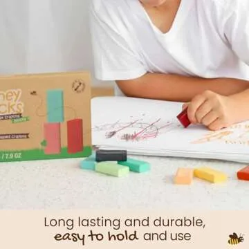 Honeysticks Block Crayons (16 Pack), Non Toxic Crayons for Kids, Toddlers, Made from Pure Beeswax and Food-Grade Colors, Long Lasting Jumbo Crayons for Drawing, Coloring, Preschool Art Supplies