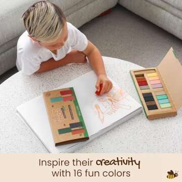 Honeysticks Block Crayons (16 Pack), Non Toxic Crayons for Kids, Toddlers, Made from Pure Beeswax and Food-Grade Colors, Long Lasting Jumbo Crayons for Drawing, Coloring, Preschool Art Supplies