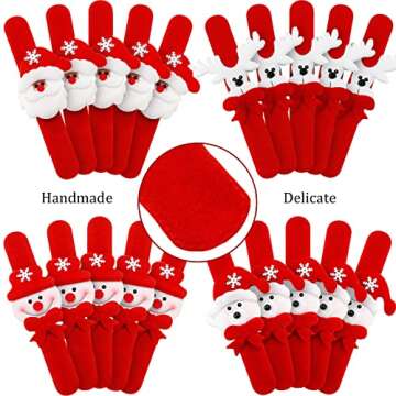 20 Pieces Christmas Slap Bracelets Christmas Snap Bracelet Party Favors Xmas Slap Bands Include Sant...