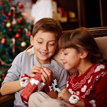 20 Pieces Christmas Slap Bracelets Christmas Snap Bracelet Party Favors Xmas Slap Bands Include Santa Claus Snowman Reindeer Bear Christmas Decorations for Girls and Boys