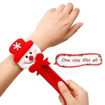 20 Pieces Christmas Slap Bracelets Christmas Snap Bracelet Party Favors Xmas Slap Bands Include Santa Claus Snowman Reindeer Bear Christmas Decorations for Girls and Boys