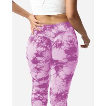 YEOREO Scrunch Butt Lift Leggings for Women Workout Yoga Pants Ruched Booty High Waist Seamless Leggings Compression Tights Purple S