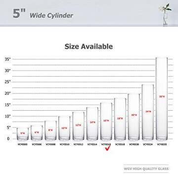 WGV Cylinder Vase, Diameter 5", Height 16", Clear Glass Floral Planter Container, Tall Centerpiece Arrangement for Wedding Party Event Home Office Decor, 1 Piece