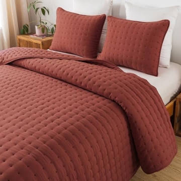 WDCOZY Burnt Orange Twin Size Quilt Bedding Sets with Pillow Sham - Lightweight, Cozy & All Season