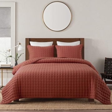 Soft Burnt Orange Twin Quilt Set for Year-Round Comfort