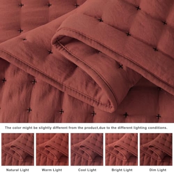 Soft Burnt Orange Twin Quilt Set for Year-Round Comfort