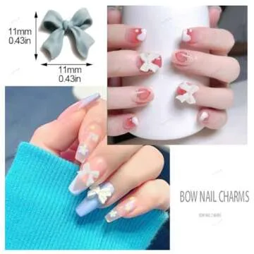200 Pcs Bow Nail Charms Colorful 3D Bowknot Nail Art Accessories for Acrylic Nails Cute Resin Butter...