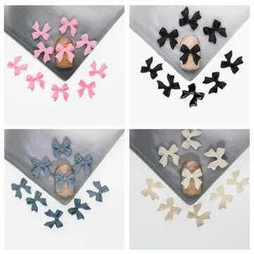 200 Pcs Bow Nail Charms Colorful 3D Bowknot Nail Art Accessories for Acrylic Nails Cute Resin Butterfly DIY Manicure Decoration Tips, Nail Art Crafts