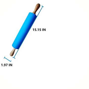 NASNAIOLL Silicone Rolling Pin Non Stick Surface Wooden Handle (Blue)