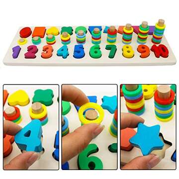 GETIANLAI Wood Blocks Puzzles Kids Toys for Toddlers Preschool Teaching Early Education Toy for Number Counting