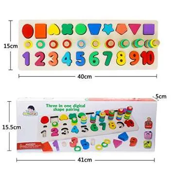 GETIANLAI Wood Blocks Puzzles Kids Toys for Toddlers Preschool Teaching Early Education Toy for Number Counting