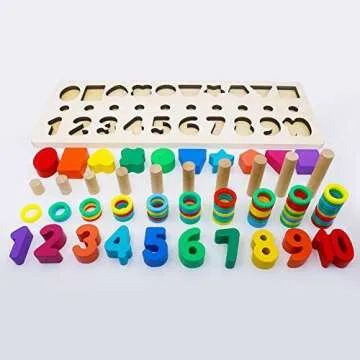 GETIANLAI Wood Blocks Puzzles Kids Toys for Toddlers Preschool Teaching Early Education Toy for Number Counting