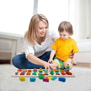 GETIANLAI Wood Blocks Puzzles Kids Toys for Toddlers Preschool Teaching Early Education Toy for Number Counting