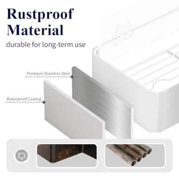 Kitsure X-Large Shower Caddy - No-Drill Organizer