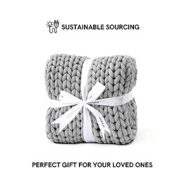 YnM Chunky Throw Blanket, Medium-Weight, Hand Knitted, Skin Friendly, Ventilated and Breathable, Machine Washable, Home Décor Piece for Couch, Sofa and Bed (Lunar Grey, 60x80 Inch)