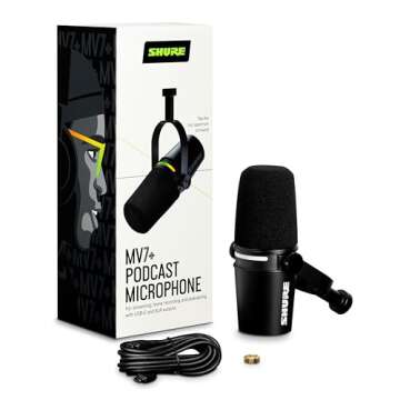 Shure MV7+ Podcast Dynamic Microphone. OBS Certified, Enhanced Audio, LED Touch Panel, USB-C & XLR O...