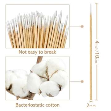BABONIE 200PCS Pointed Cotton Swabs - Precision Microblading Cotton Swab 4 inch - Micro Swabs Sticks...