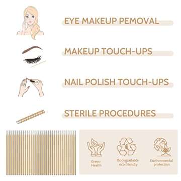 BABONIE 200PCS Pointed Cotton Swabs - Precision Microblading Cotton Swab 4 inch - Micro Swabs Sticks for Nail Supplies Makeup Tattoo Permanent Cosmetic