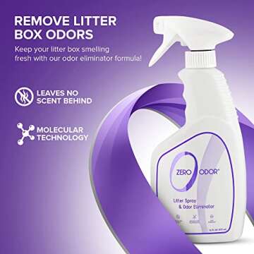 Zero Odor – Litter Odor Eliminator - Permanently Eliminate Litter Odors with Best Patented Molecul...