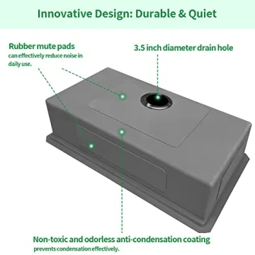 EcoChannels Undermount Kitchen Sink, 33 x 19 x 10 Inch Sink Kitchen 16 Gauge Stainless Steel Kitchen Sinks Single Bowl Workstation Sink with Cutting Board