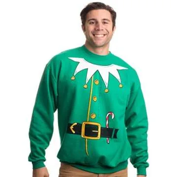 Christmas Sweater Sweatshirts | Santa Claus and Elf Holiday Crewneck Sweatshirt
