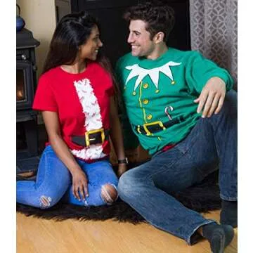 Christmas Sweater Sweatshirts | Santa Claus and Elf Holiday Crewneck Sweatshirt