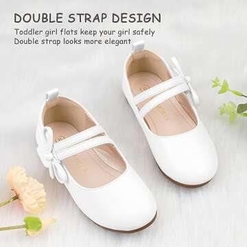 PANDANINJIA Naomi Girls Dress Shoes Mary Jane Ballet Flats Flower Girl Wedding Party Communion Shoes...