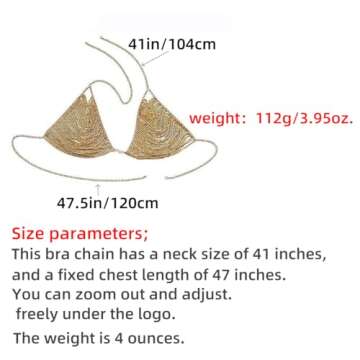 YWCUTE Women's sexy Body Chain Multi layer Chest Chain Fashion gold bra Chain Accessories Gift Body Jewelry(gold-1015)