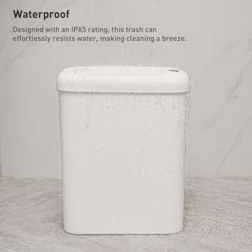 EKO Automatic Bathroom Trash Can with Lid, 2.6 Gallon Slim Touchless Garbage Can, Waterproof Motion Sensor Trash Bin for Bathroom, Office, Kitchen, White