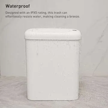EKO Automatic Bathroom Trash Can with Lid, 2.6 Gallon Slim Touchless Garbage Can, Waterproof Motion Sensor Trash Bin for Bathroom, Office, Kitchen, White