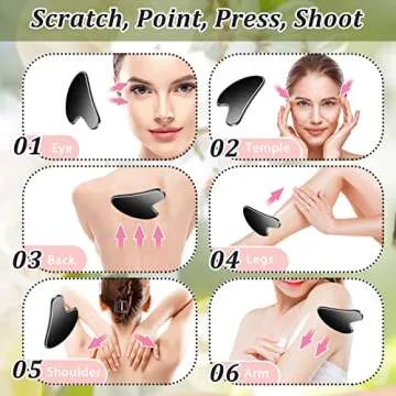 Nuanchu Stainless Steel Gua Sha Facial Tools Guasha for Face Metal Gua Sha Tighten Skin Massage Guasha Beauty Tool for Body Eyes Neck Massager with Travel Pouch Skin Care Gifts (Black)