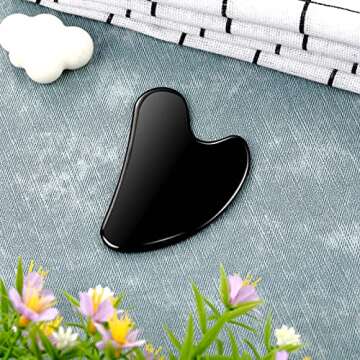 Nuanchu Stainless Steel Gua Sha Facial Tools Guasha for Face Metal Gua Sha Tighten Skin Massage Guasha Beauty Tool for Body Eyes Neck Massager with Travel Pouch Skin Care Gifts (Black)