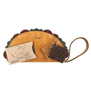 Hide & Drink, Multipurpose Taco Shape Wallet, Make Up Organizer, Cash Holder, Earphones Case, Money Organizer, Full Grain Leather, Handmade Travel Accessories, Old Tobacco