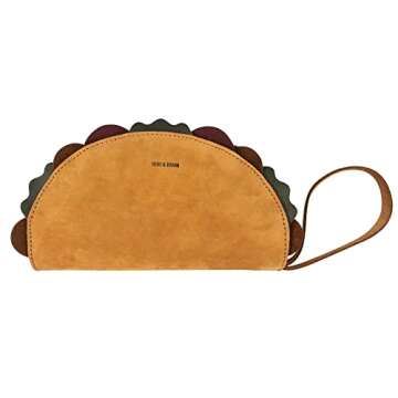 Hide & Drink, Multipurpose Taco Shape Wallet, Make Up Organizer, Cash Holder, Earphones Case, Money Organizer, Full Grain Leather, Handmade Travel Accessories, Old Tobacco