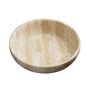 SAIDKOCC Large Marble Round Bowl - HandCrafted Decor Dish for Stylish Homes