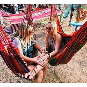 Hammock Chair Hanging Rope Swing Seat for Indoor Outdoor, Sturdy Cotton Weave Hammock Swing, Max 300Lbs Hanging Hammock Chair (Pole and Pillows NOT Included, Gray)