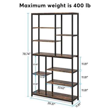 Tribesigns 79 inches Tall Bookshelf Bookcase, 8-Tier Staggered Bookcase, Modern Freestanding Open Bo...
