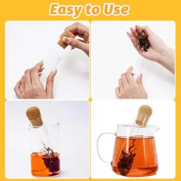 Whaline 6Pcs Glass Tea Strainers with Corks for Loose Leaf