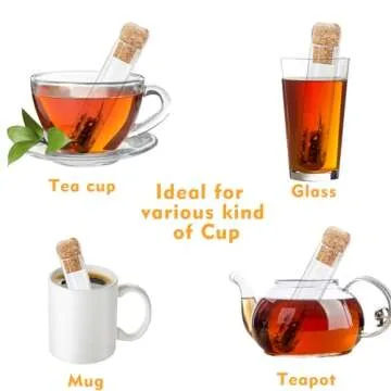 Whaline 6Pcs Glass Tea Strainers with Corks for Loose Leaf