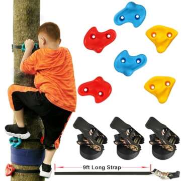 hooroor Ninja Warrior Obstacle Course for Kids and Adults - 66FT Slackline with Tree Climbing Rock Holds, Swing Seat, Monkey Bars, Ring Wheel, Rope Ladder - Outdoor Training Playset