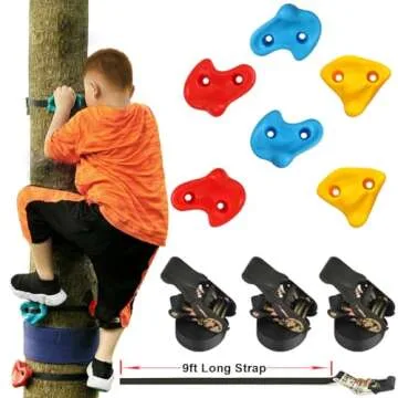 hooroor Ninja Warrior Obstacle Course for Kids and Adults - 66FT Slackline with Tree Climbing Rock Holds, Swing Seat, Monkey Bars, Ring Wheel, Rope Ladder - Outdoor Training Playset