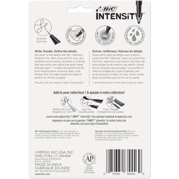 BIC Intensity Fineliner Marker Pens, Fine Point (0.4 mm), Assorted Colors (Colors May Vary), 10-Count