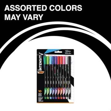 BIC Intensity Fineliner Marker Pens, Fine Point (0.4 mm), Assorted Colors (Colors May Vary), 10-Count